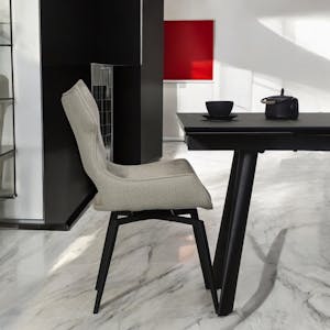 Chaise pivotante beige bi-matière, dossier en T (lot de 2) LOMBARDIE